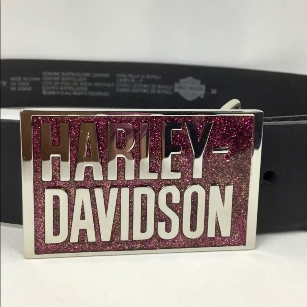 Harley Davidson Womens 99513-08VW Leather Black Belt Buckle 97722-06VW 2006